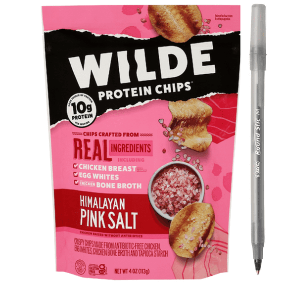 Wilde Chips Himalayan Pink Salt Chicken Protein Chips with pan