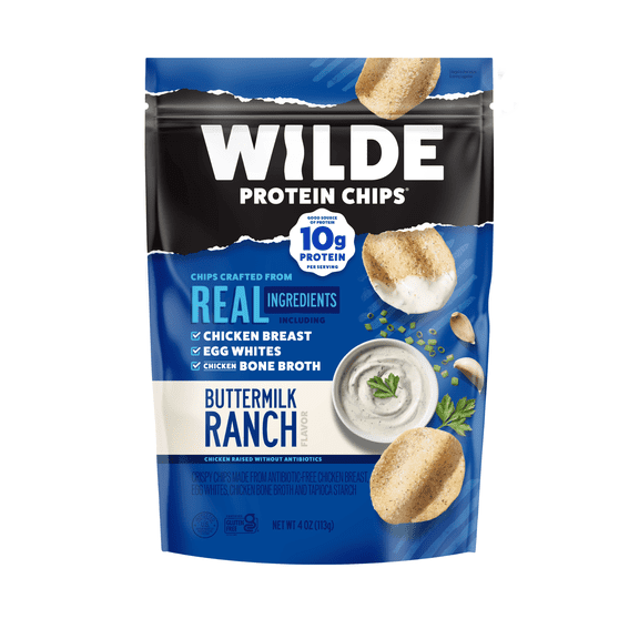 Wilde Protein Chips, Buttermilk Ranch Flavor, Made with Chicken Breast, Gluten Free Snack, 4 oz