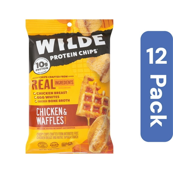 Wilde Snacks Chicken Chips Chicken & Waffles 4 oz (Pack Of 12)