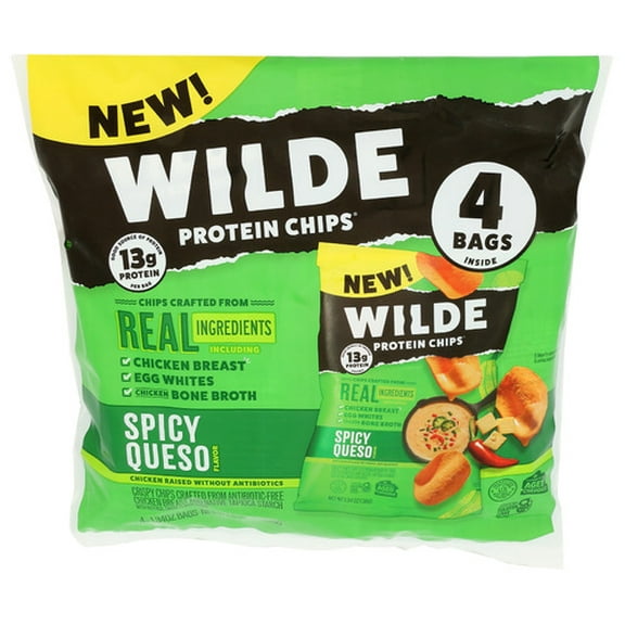 Wilde Snacks Protein Spicy Queso Chips 4 ct 5.4 oz Pack of 8