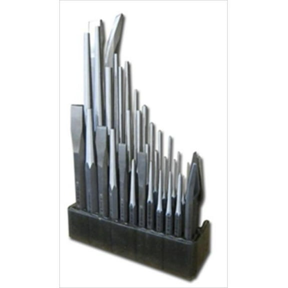Wilde Tool K36.Np/Db 36-Piece Punch & Chisel Set Natural Finish-Display Board