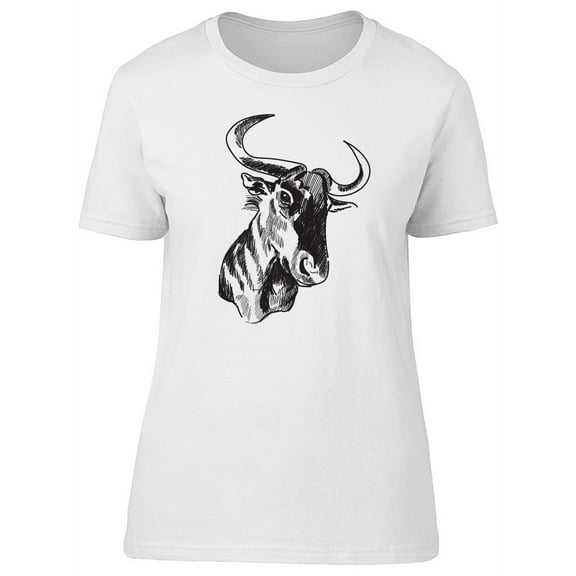 Wildebeest Head Grunge Sketch Tee Women's -Image by Shutterstock