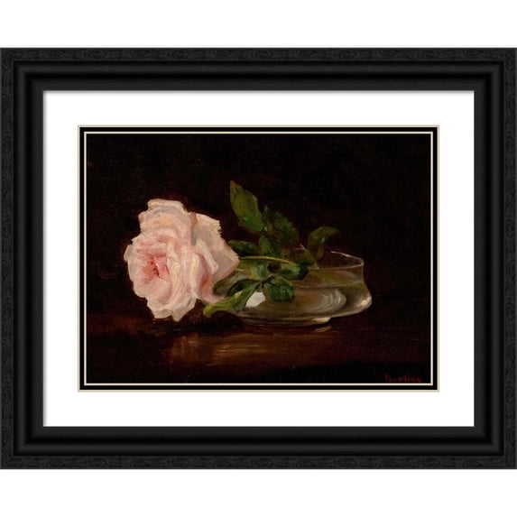 Wilder M. Darling 14x11 Black Ornate Wood Framed Double Matted Museum Art Print Titled: Still Life with Roses
