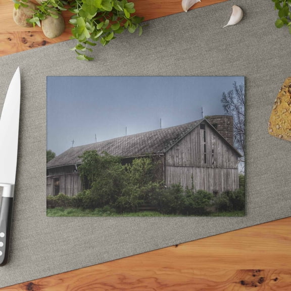 U R There Photography Wilder Road Grey I Rustic Farmhouse Tempered-Glass Cutting Board 8"x 11"