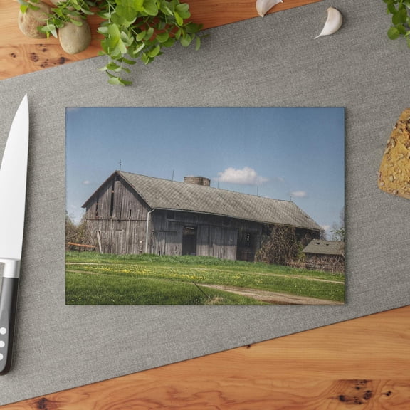 U R There Photography Wilder Road Grey II Rustic Farmhouse Tempered-Glass Cutting Board 8"x 11"