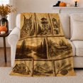 thumbnail image 1 of Wilderness Adventure Lynx Mountain Pine Collage Rustic Nostalgia, Rustic Botanical Portrait, Warm Flannel Blanket for Cabin and Lodge, Wildlife Lovers Camping Gift, Rustic Home Decor, 1 of 9