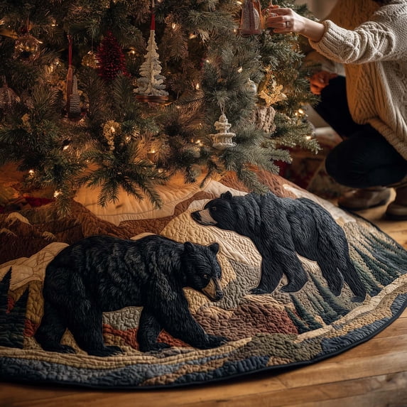 Wilderness Bear Quilted Tree Skirt, 47.2 Inch Christmas Tree Skirt ...