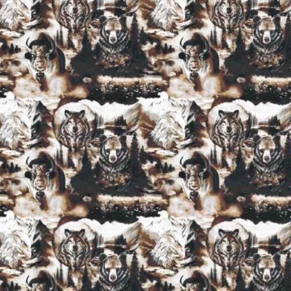 Wilderness Collage Fleece Fabric (1 yard)
