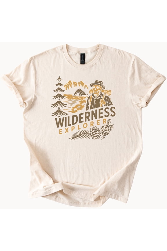 Wilderness Explorer Hiking Mountain Pine Tree T-Shirt