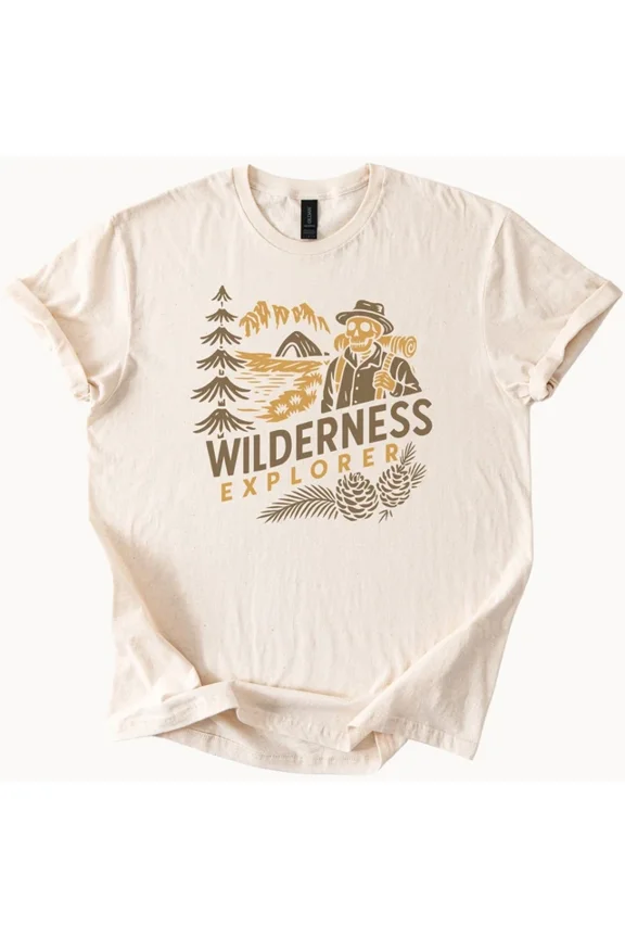Wilderness Explorer Hiking Shirt Nature Mountain Pine Tree Tee Size S-5Xl Heygategoo Tee