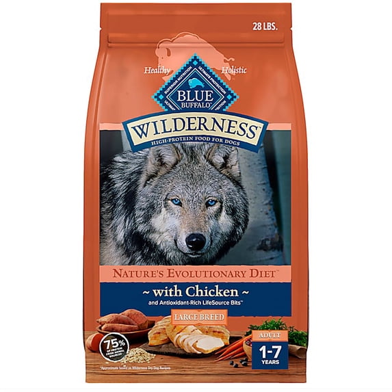 Wilderness Natural High-Protein Chicken Recipe Dry Food for Large Breed Adult Dogs 28 lbs.