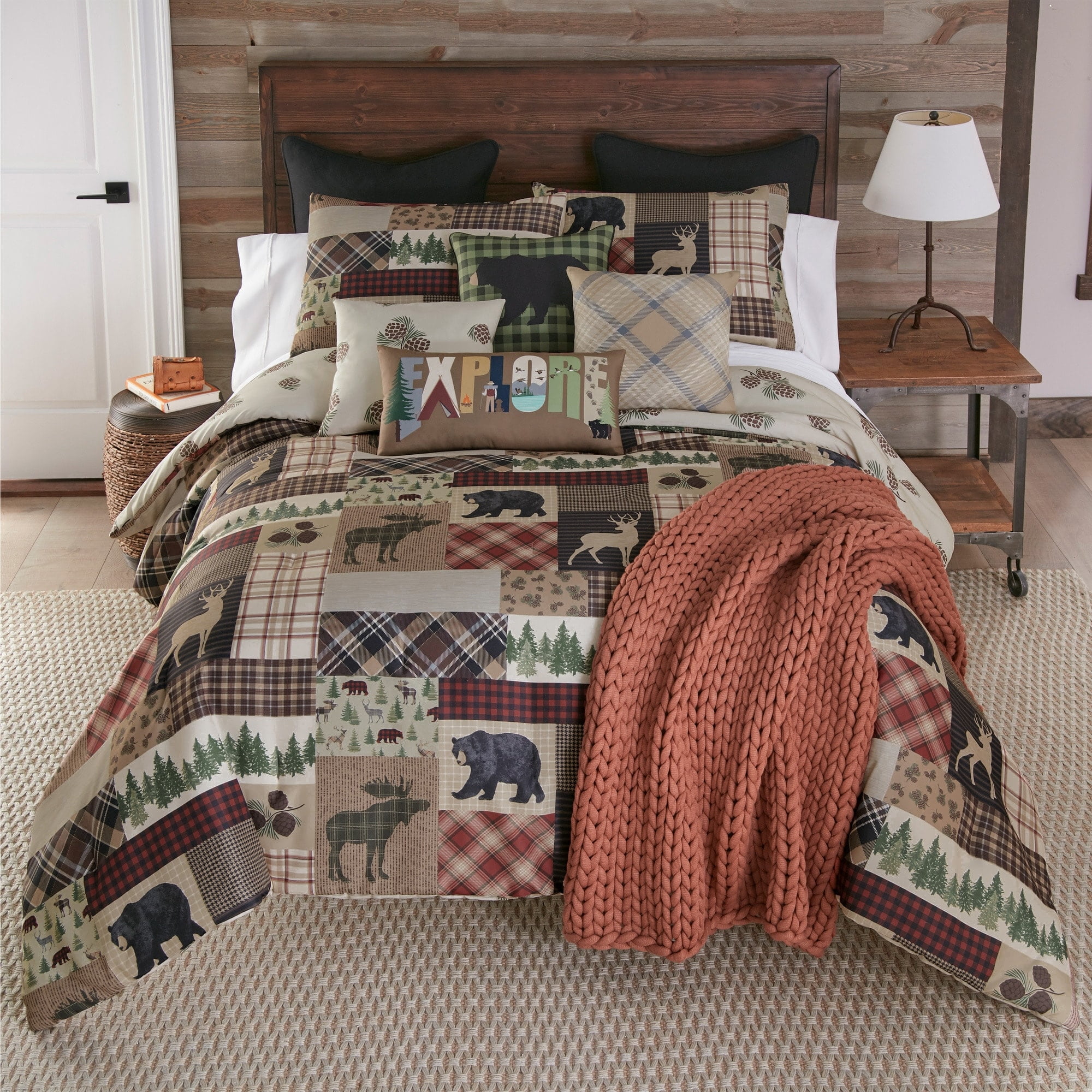 Rustic Wilderness Pine Reversible King Microfiber Comforter Set