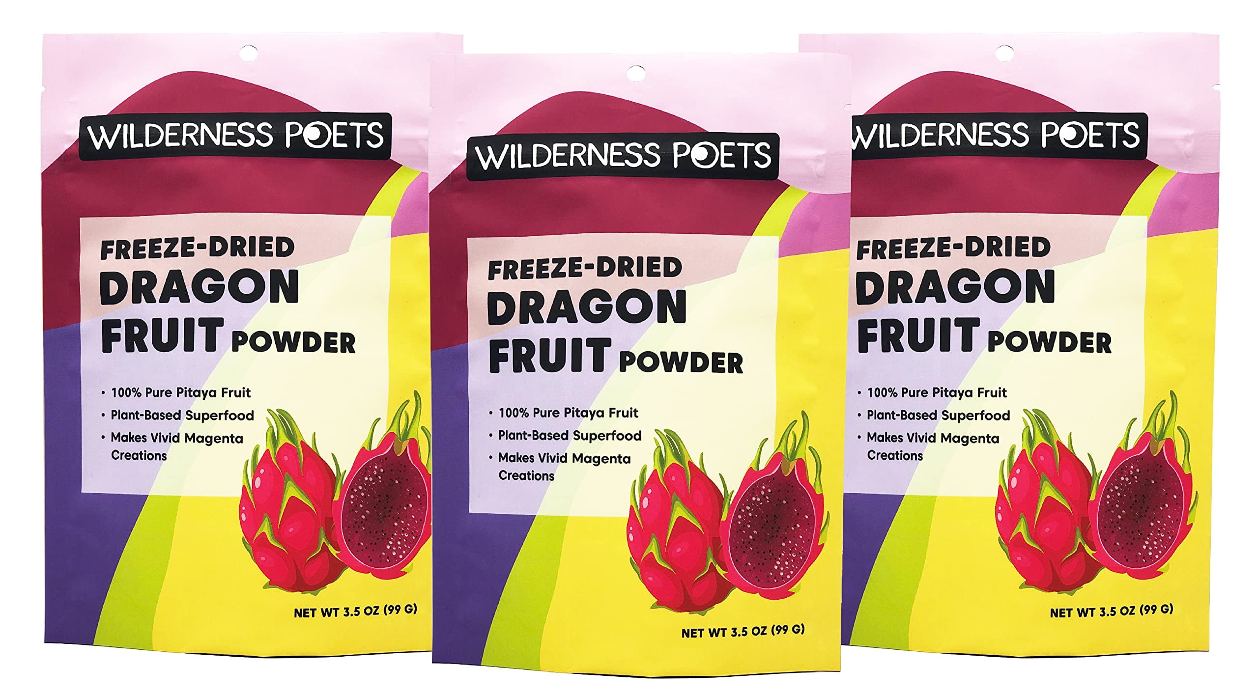 Wilderness Poets Freeze Dried Dragon Fruit Powder Pitahaya Powder, 3.