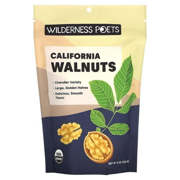 Wilderness Poets Organic California Walnuts 8 oz (226 g) Pack of 3