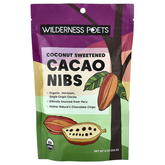 Wilderness Poets Organic Coconut Sweetened Cacao Nibs, 8 oz (226 g)