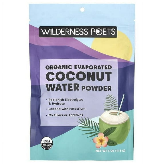 Wilderness Poets, Organic Evaporated Coconut Water Powder, 4 oz Pack of 4