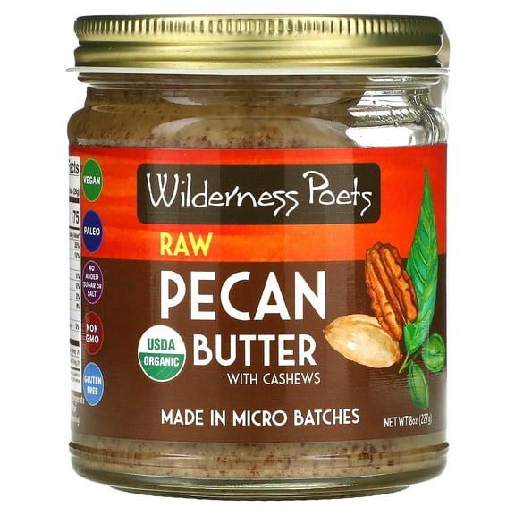 Wilderness Poets Pecan Butter with Cashews, Raw, Organic-8 oz
