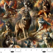 Wilderness Song Wolves Gray Cotton Fabric 1 yard