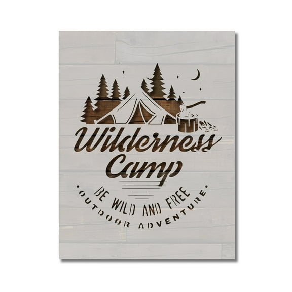 Wilderness Wild and Free Outdoor Adventure Stencil Template Reusable 8.5 x 11 Inches for Painting on Walls, Wood, Arts and Crafts by Stencilville