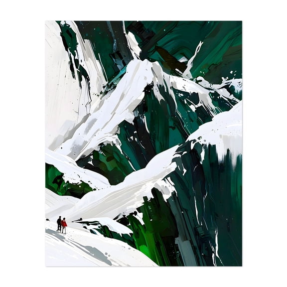 Wilderness in Motion - Digital Art Abstract Mountain Winter Landscape Snow Surrealism Nature Unframed Wall Art Print 36 x 48 inches