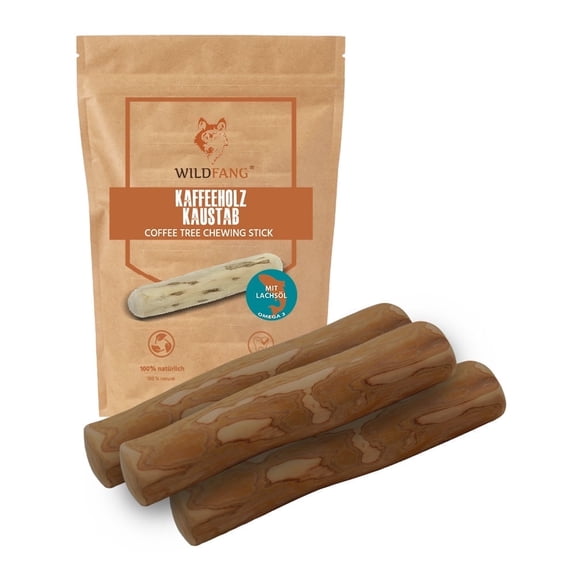 Wildfang® 3 Coffee Wood with Salmon Oil (Size M) Dog Chews – Natural Salmon Oil Infused Wooden Stick for Dogs, Durable Bone Toy, Coffee Bones Stick