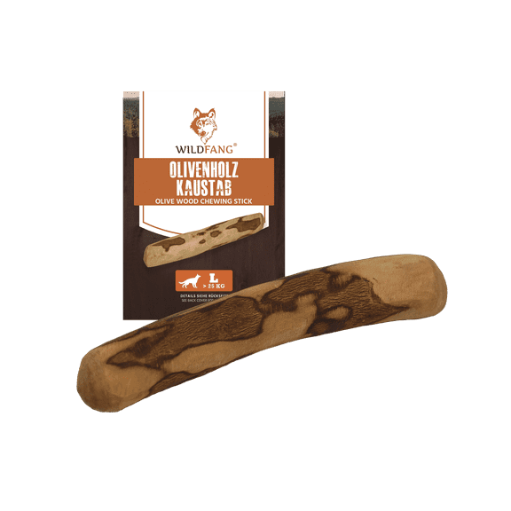 Wildfang® 1 Olive Wood Dog Chew (Size L) – Natural Teething & Chew Toy for Puppies & Dogs, Long-Lasting Wooden Stick, Root Bone, Safe Wood Chew for All Breeds