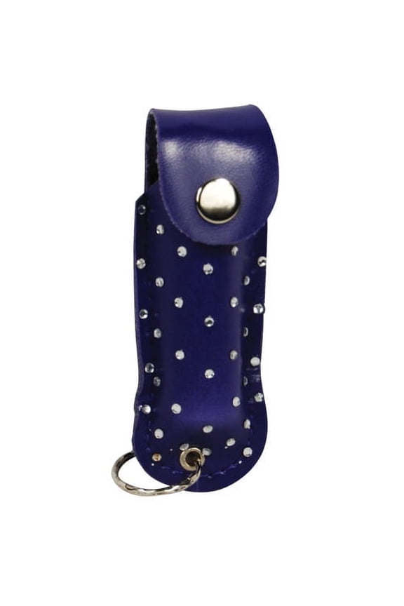 1/2 ounce with rhinestone leatherette holster blue, and key ring. Effective up to 8 feet. Contains 5 one second bursts.