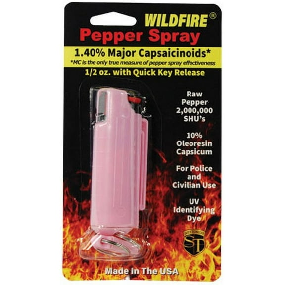 Wildfire 1.4% Mc 1/2 Oz Pepper Spray Hard Case with Quick Release Keychain Pink