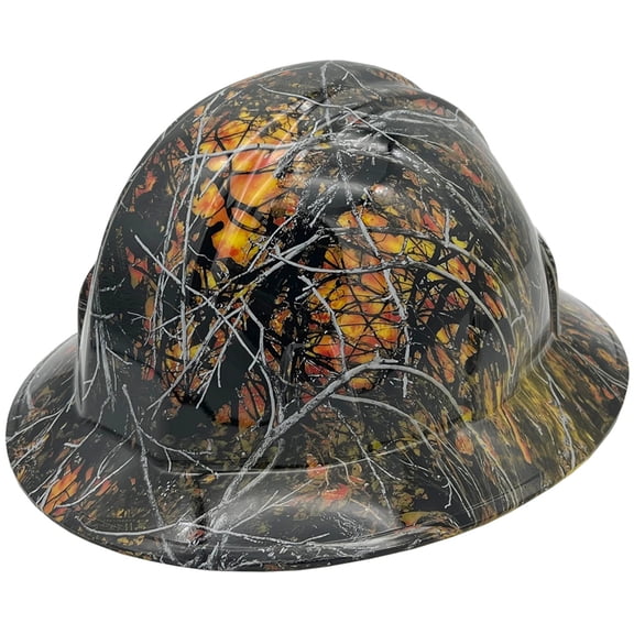 Wildfire Camo Hydro Dipped Hard Hats Full Brim Style
