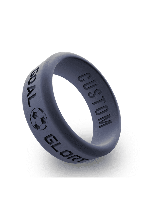 Goal Glory Beveled Silicone Ring for Men Women, Soccer Silicone Rings, Gift for Football Fans