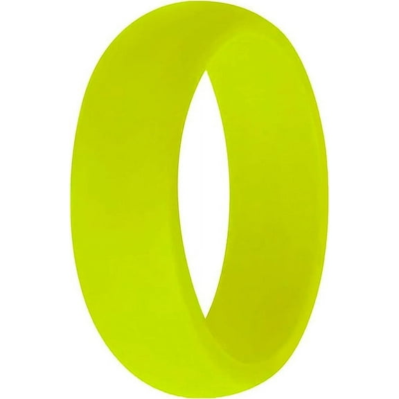 Wildfire Ring  Neon Silicone Wedding Ring Engagement Ring, Silicone Rubber Wedding Bands for Men Women, Anniversary Idea for Couples (Yellow - Plain, 6)
