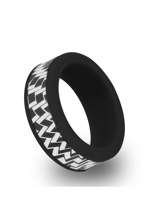Silicone Carbon Ring for Men Women Wedding Band for Couples (Black, 10)
