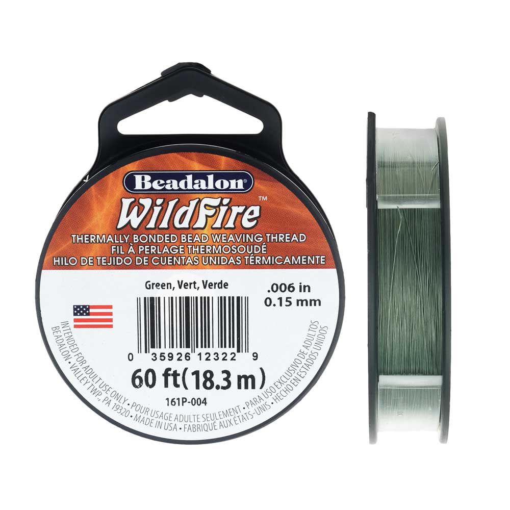 Wildfire Thermal Bonded Beading Thread, .006 Inch Thick, 20 Yard Spool,  Green 