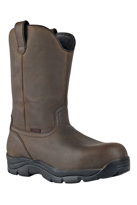 HOSS Men’s Composite Toe Waterproof Wellington Work Boot Slip Resistant EH PR Wildfire Brown
