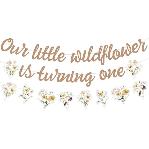 Wildflower 1st Birthday Party Decorations Boho, Spring Floral Our Little Wildflower Is Turning One Girls First Birthday Banner Flowers Sign, Garden Theme 1 One Year Old Bday Decor Supplies