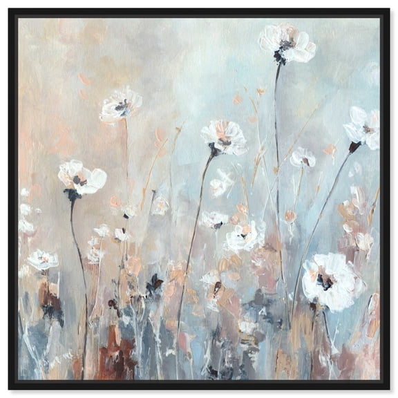Wildflower Abstraction Canvas Winter Floral Art by Art Remedy, Black Frame, 20" x 20"