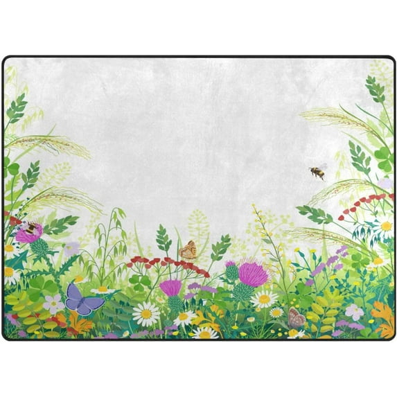 Wildflower Animals Non-Slip Runner Rug Washable Soft Absorbent Living Room Rugs for Bedroom 80x58 Inches Home Decor