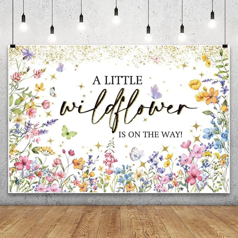 Wildflower Baby Shower Backdrop A Little Wildflower is On The Way ...