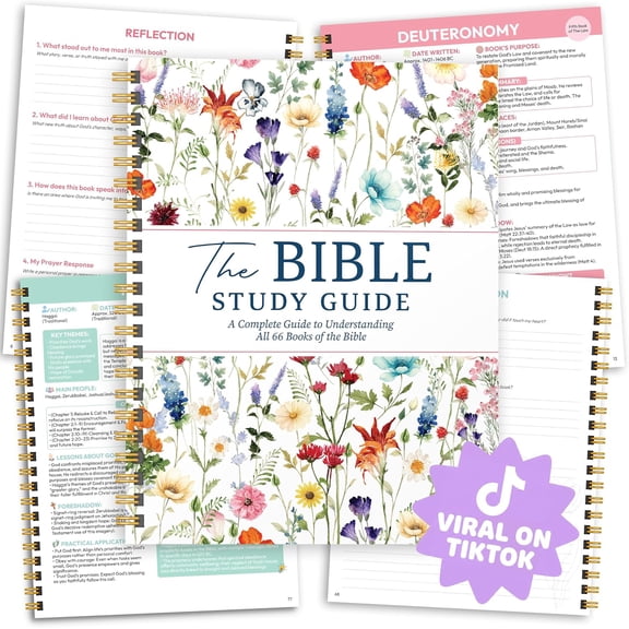 Wildflower Bible Study Guide for Women – Beginner-Friendly Study of All 66 Books with Life Application & Reflection Notes | 8.5" x 11" Spiral-Bound Journal, Christian Gifts