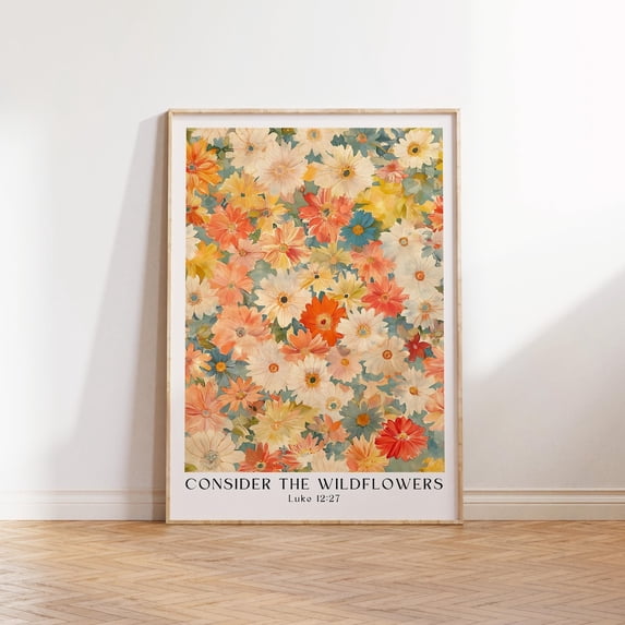 Wildflower Bible Verse Christian Scripture Artwork, Stretched Canvas 12x16in