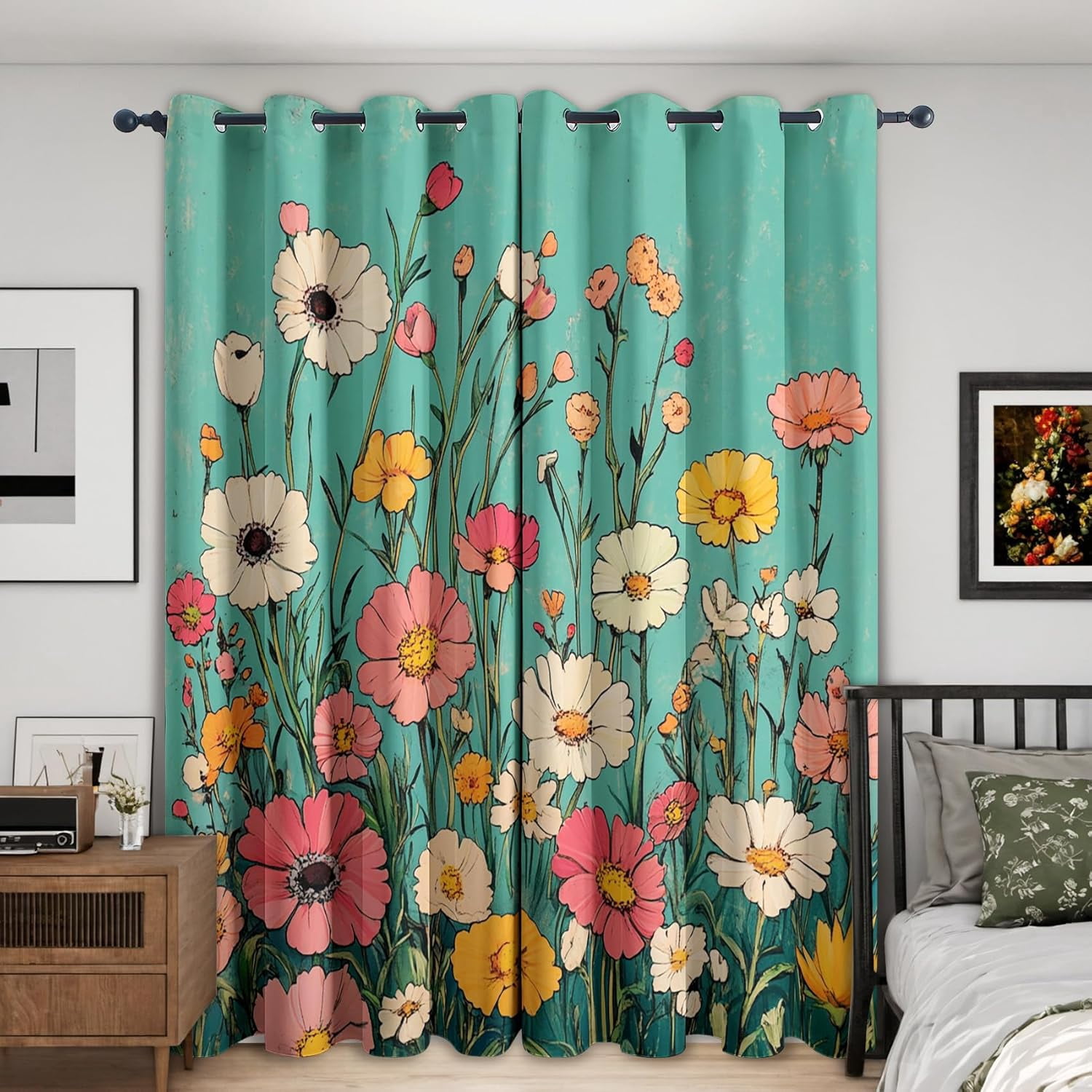 Wildflower Blackout Curtains, Floral Blackout Curtains for Bedroom ...