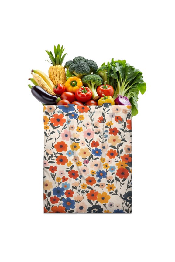 Wildflower Bloom Canvas Tote Bag – Nature-Inspired Artistic Reusable Shopping Bag