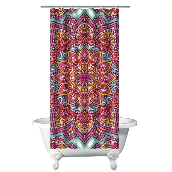 Wildflower Bloom Daisy Curtain 36x72 Inches, Quick-Drying Polyester with Plastic Hooks, Yellow and White Floral for Bathrooms