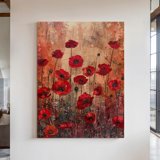 Wildflower Bloom Red Floral Botanical Illustrated Eclectic Vintage ...