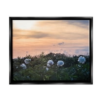 Wildflower Blossoms Sunset Sky Landscape Photograph Jet Black Framed Art Print Wall Art