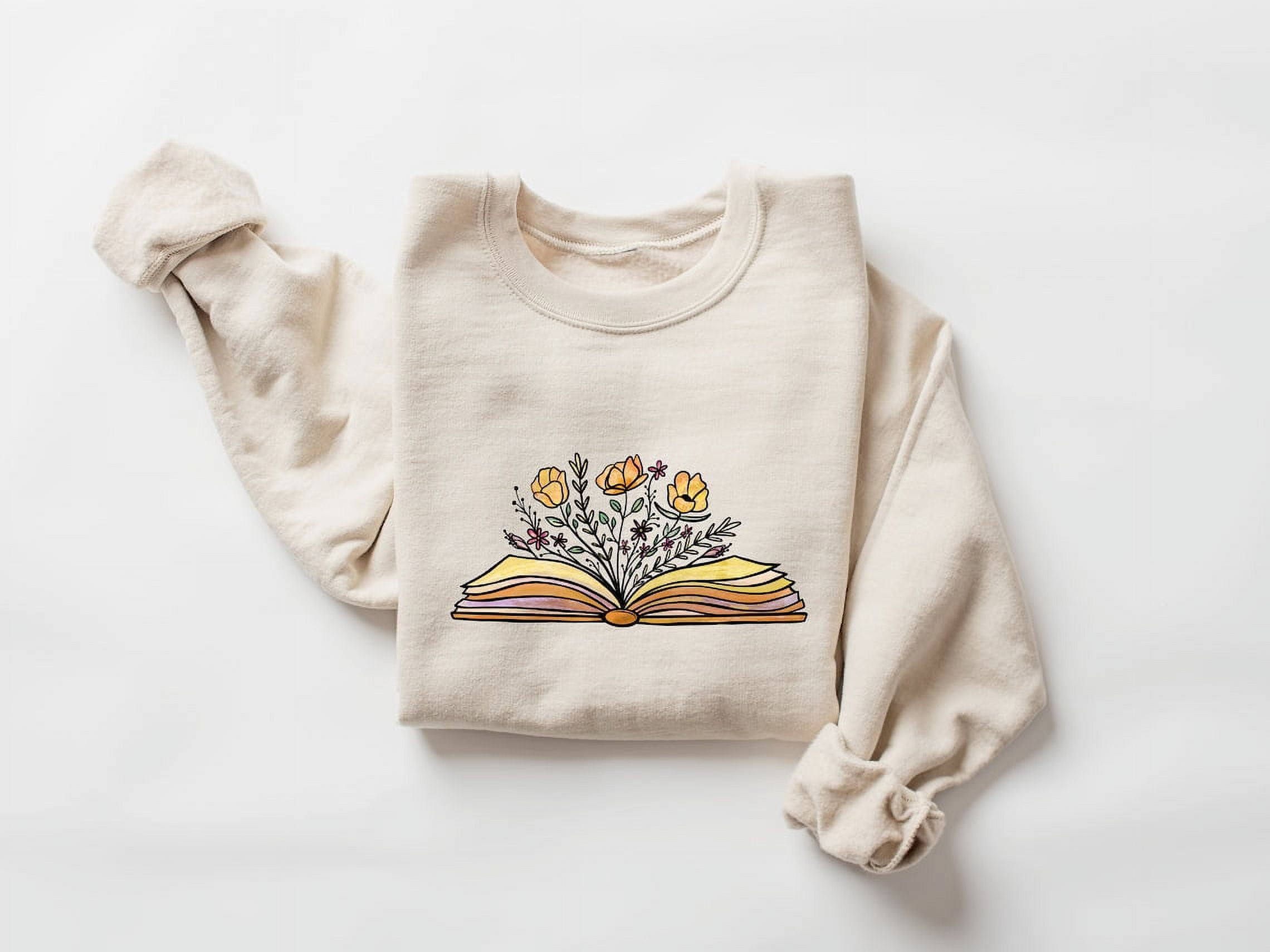 Wildflower Book Sweatshirt Book Lover Sweatshirt Floral Book Tee Book Readers Gift Ollie and Penny Yellow Book