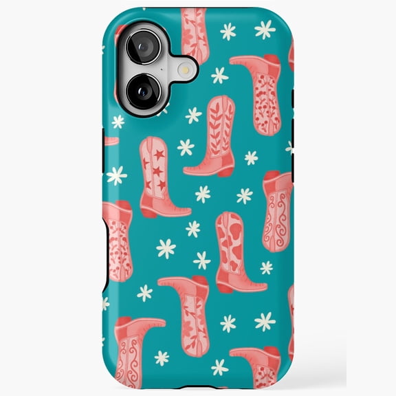 Wildflower Boots Western Charm Doodle Flower Holiday Phone Case with iPhone 17 to 11 Pro Max