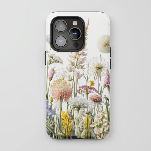Tough 2 Layer Shockproof Protective Case Compatible with iPhone 17, Wildflower Botanical Art Floral Design