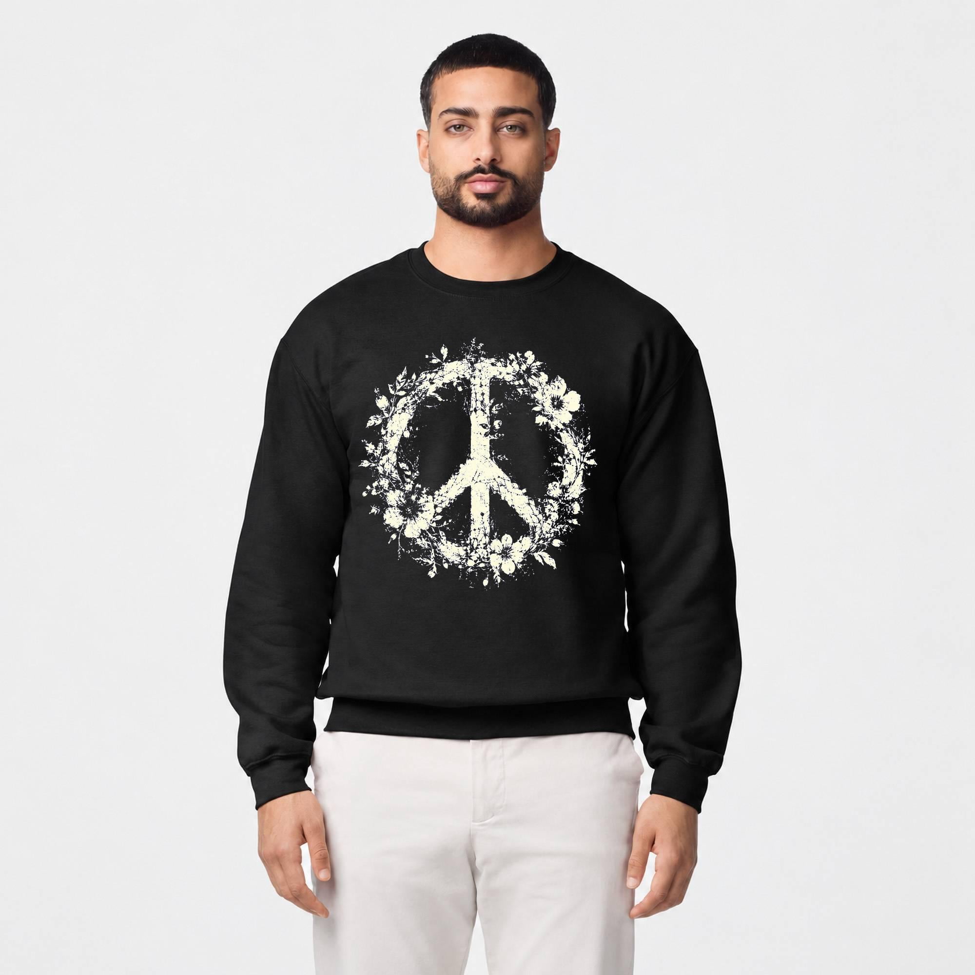 Wildflower Botanical Peace Sign Crewneck Sweatshirt, Unisex - Walmart.com