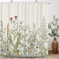 thumbnail image 1 of Wildflower Botanical Shower Curtain for Bathroom Decor 72Wx72H Inch Floral Flower Plant Herbs Sage Green Leaves Decorative Bath Set Bathroom Accessories Fabric Waterproof 12 Pack Hooks, 1 of 6